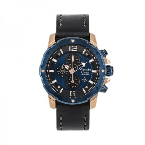 Alexandre Christie AC 6410 Rosegold Blue Black Leather MCLURBU